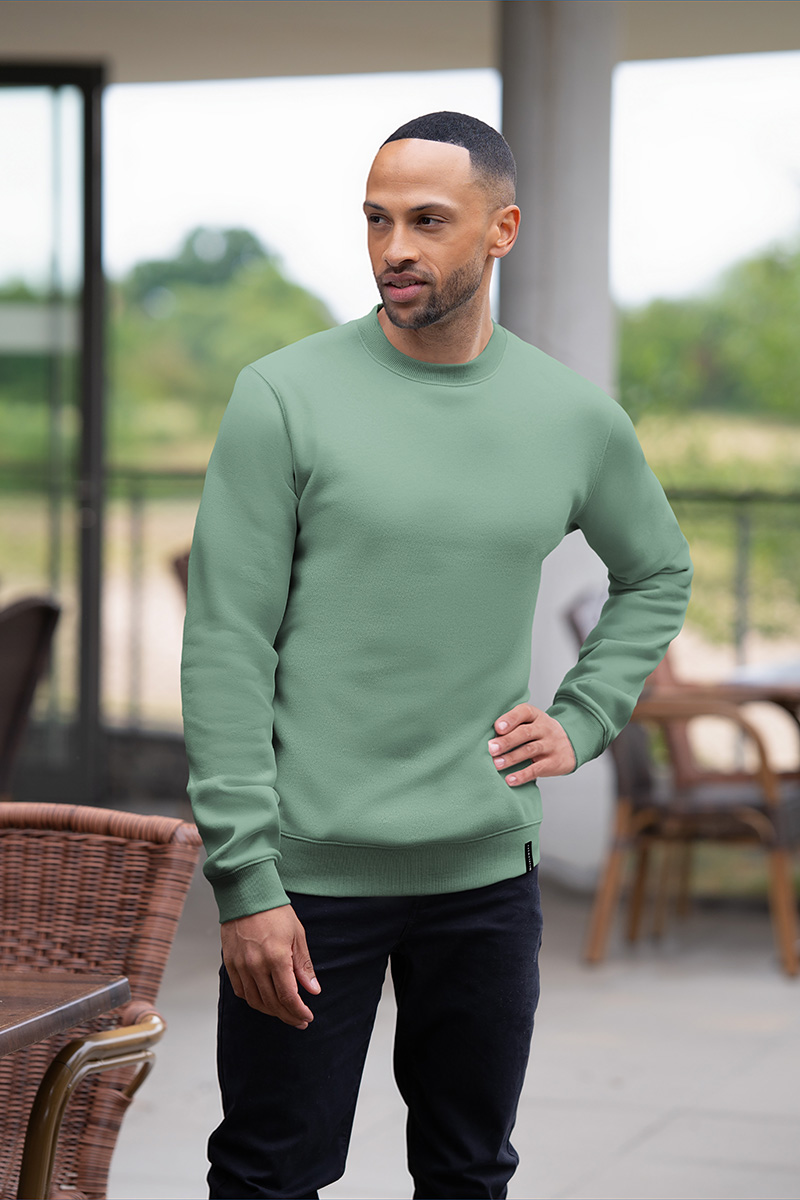Herren Workwear Sweatshirt Soft-Face, aus nachhaltigem Material - Pistaziengrün - L