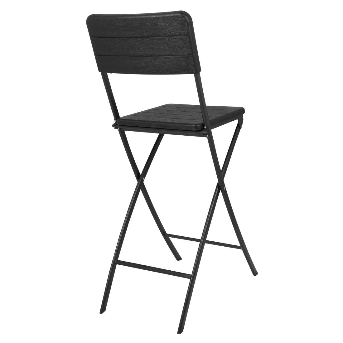 Chaises de bar pliantes HDPE Bolero effet bois noir (lot de 2)