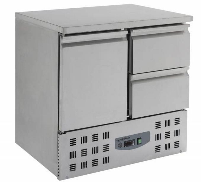 Kühltisch Edelstahl | 1 Tür+2 Schubladen | 900x700x(h)875mm