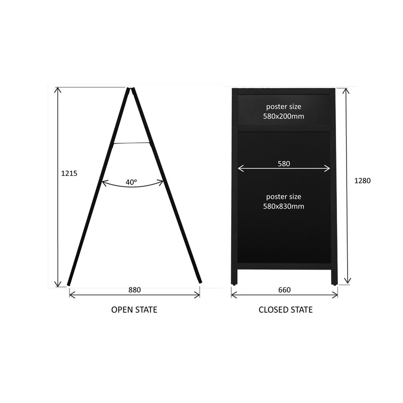 Kreidetafel  660x1280mm - Logoplatte - Schwarz