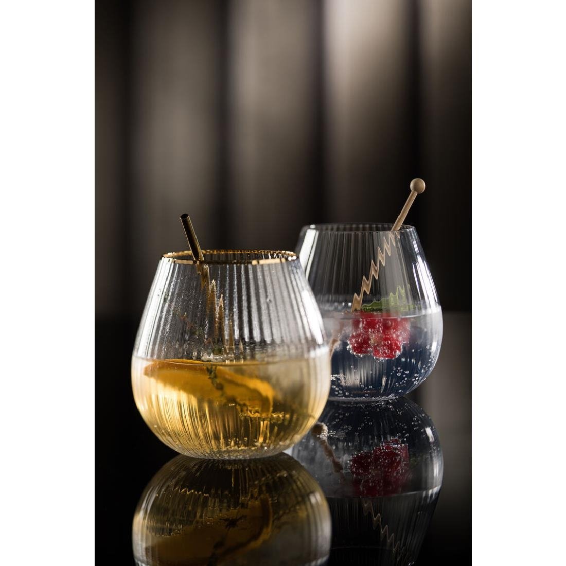 Utopia Hayworth Stiellose Gin-Gläser mit Goldrand 650ml (6er-Pack)