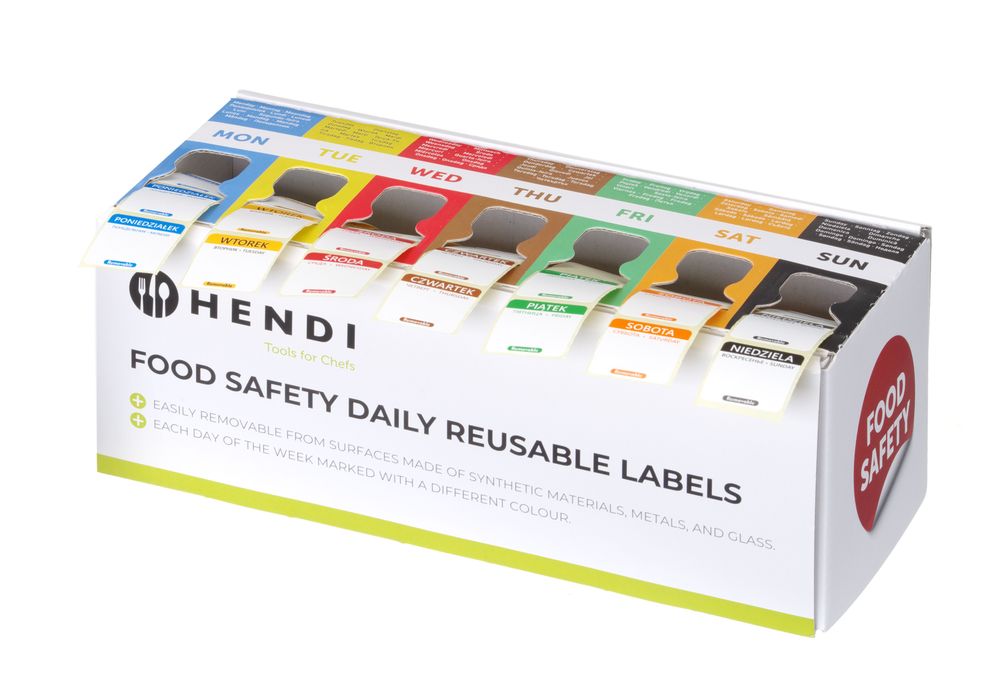 Jeu d’autocollants de sécurité alimentaire - multi-usage - facile à retirer - avec distributeur - 240x80x(H)100mm