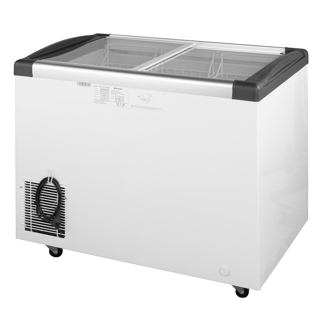 Tiefkühltruhe ECO 350 mit Glasschiebedeckel, 4 Rollen
