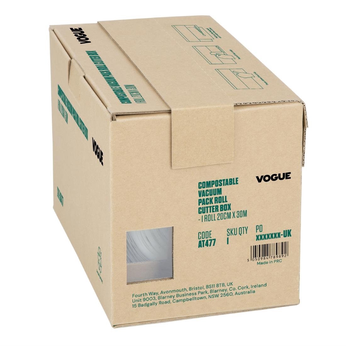 Vogue Kompostierbare Vakuumverpackungsrollen Schneiderbox 20cm x 30m