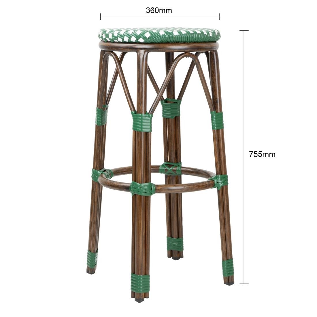 Bolero Parijse Stijl PE Rotan Barkrukken Groen Stip Mix (2 Pack)