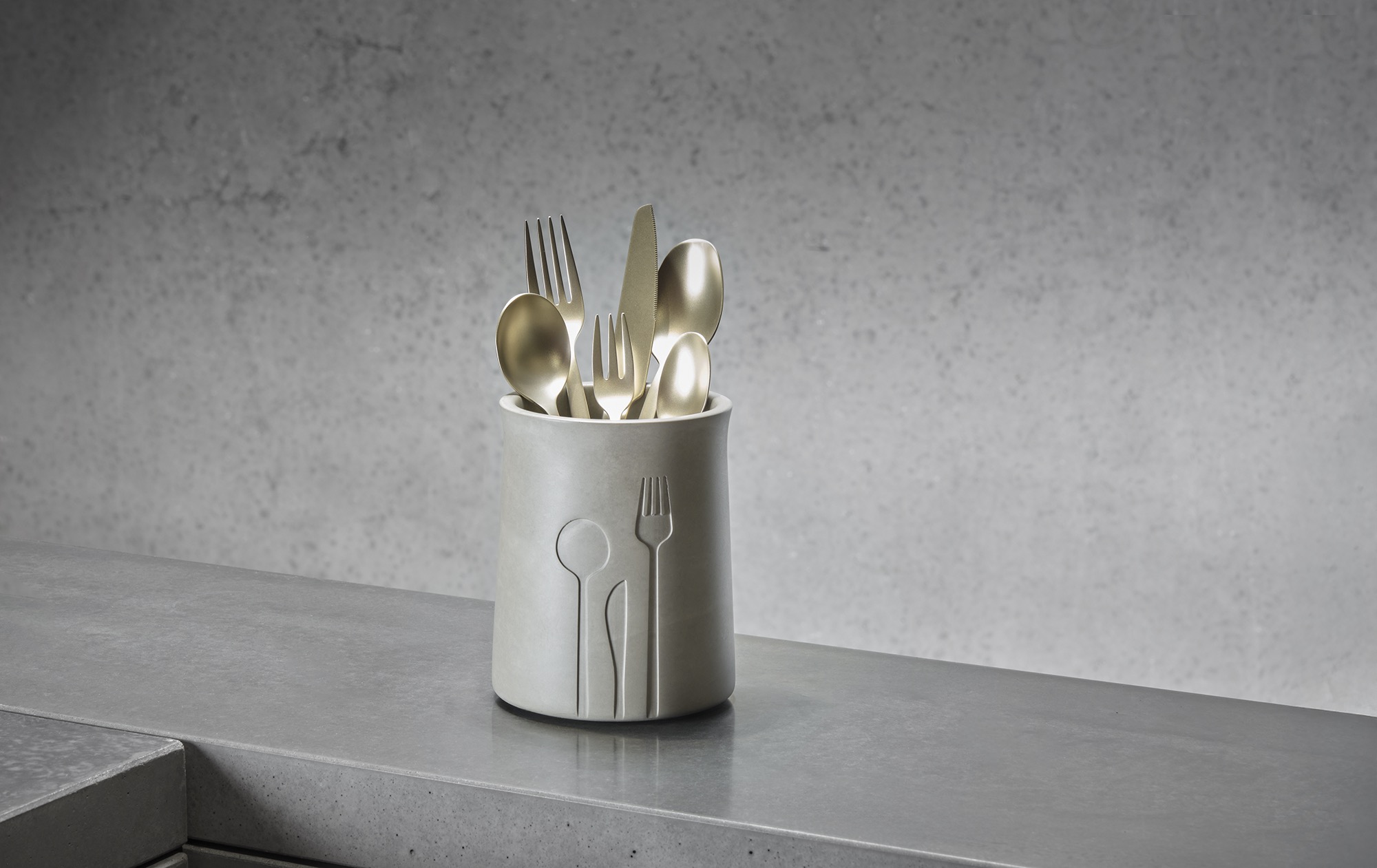 Boîte à couverts Mare, diamètre 11 cm, hauteur 14,5 cm, béton, éthylène-acétate de vinyle