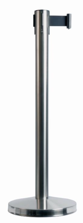 Poteau de barrière Chrome 10 kg | Cordon Noir 190cm | 910(h)mm | Par 2 Pièces
