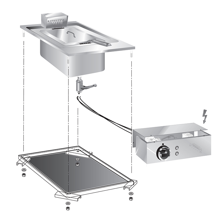 Einbaufritteuse 10 Liter - 5kW - Mit Anschlussblock