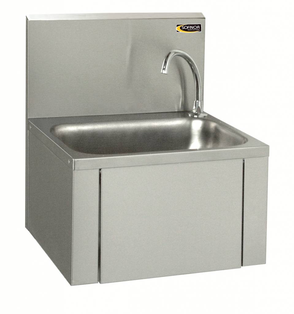 Edelstahl Handwaschbecken | Kniebedienung  | Wassersparend | 460x380x(h)524mm