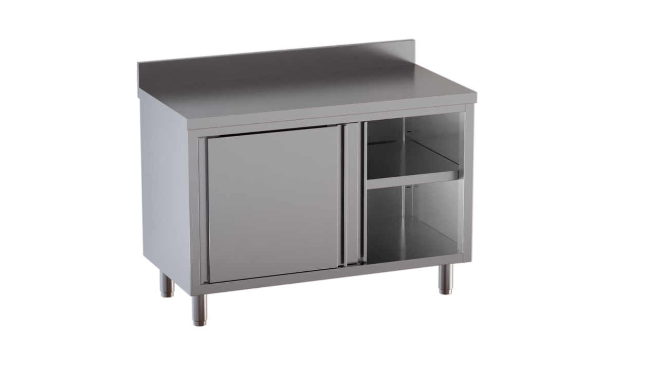 RVS werkkast ECO 12x6 met opstaande rand