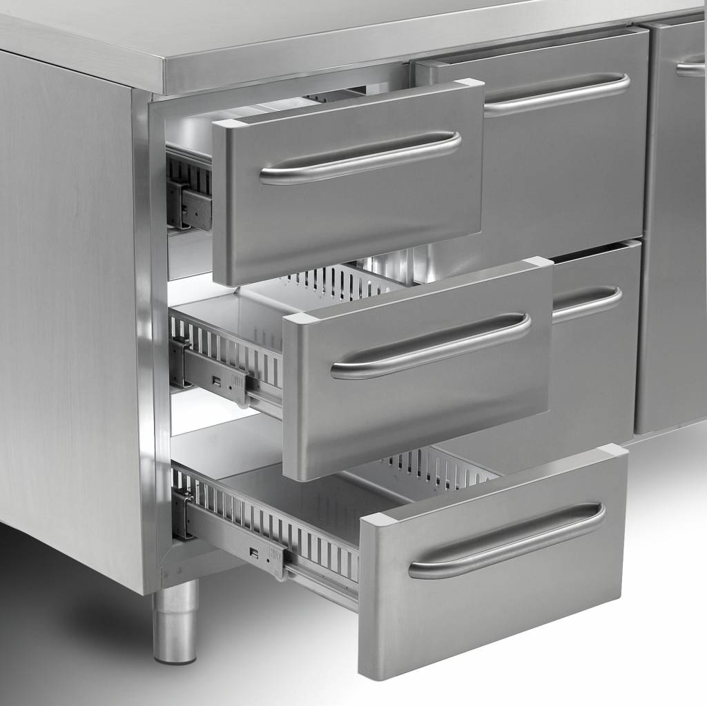 Kühltisch Edelstahl | 2+3+3+3 Schubladen | Gram GASTRO 07 K 2207 CSG A 2D/3D/3D/3D L2 | 2163x700x885/950(h)mm