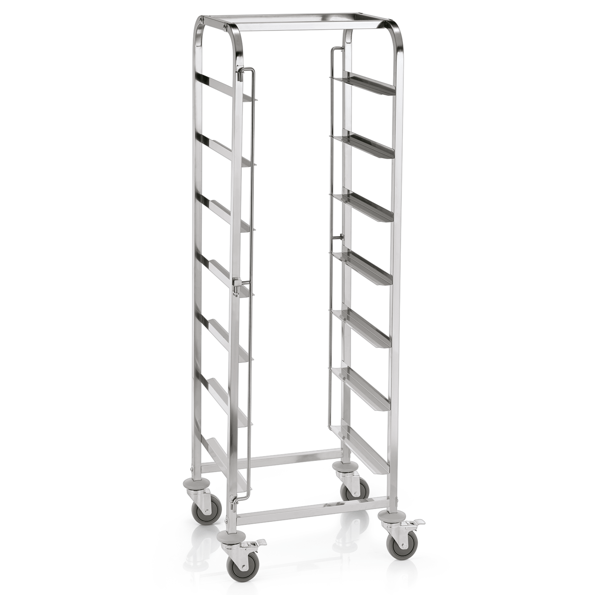 Transportwagen voor vaatwassers, met 7 rails, 56 x 56 x 171 cm, roestvrij staal