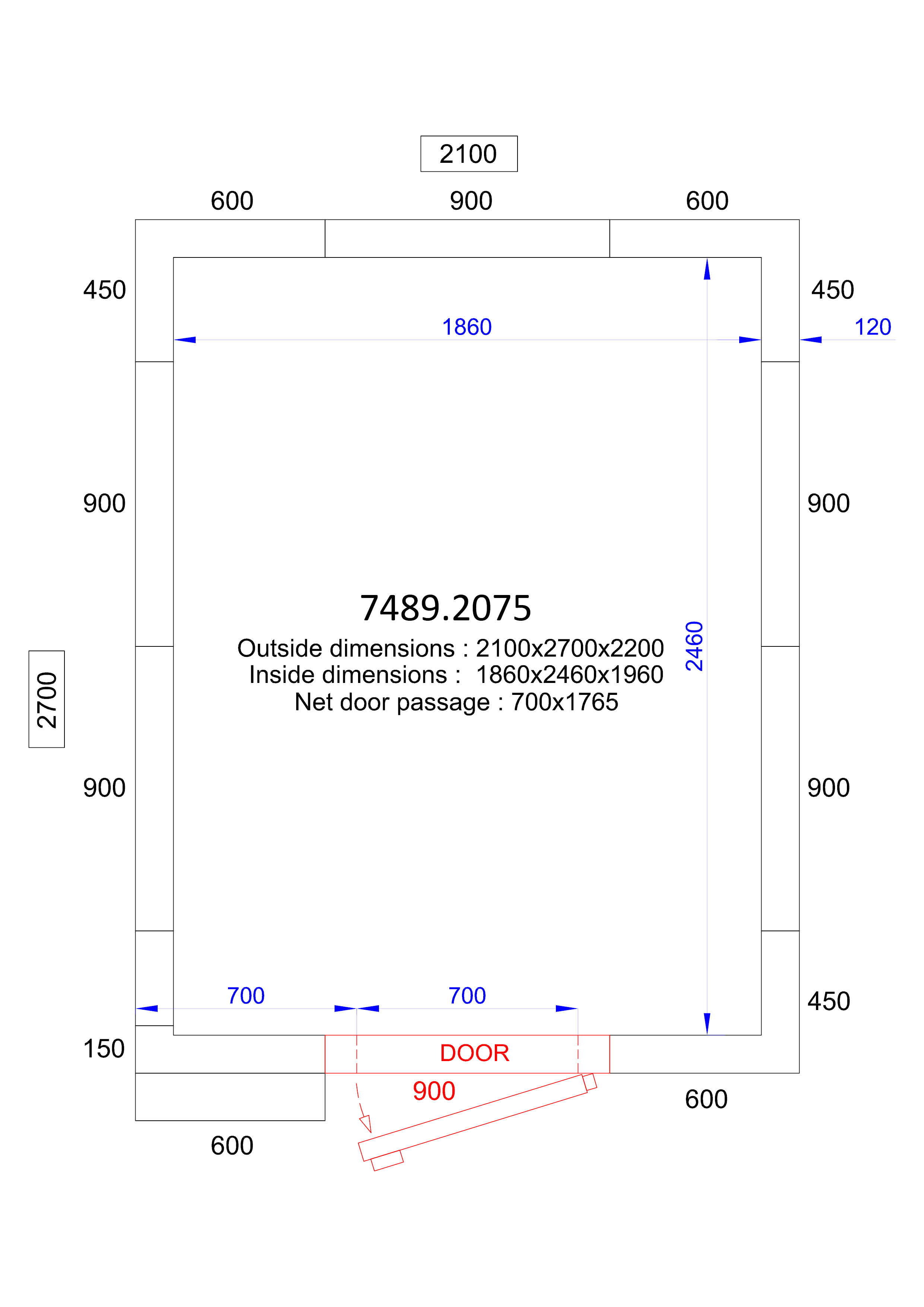 Chambre Froide Positive/Negative 2100X2700X2200 - 120 Mm