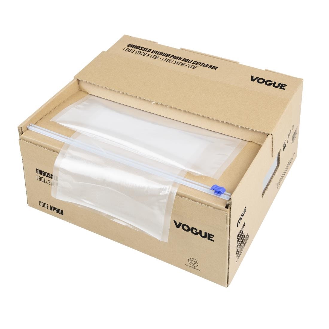 Rouleau d'emballage sous vide Vogue avec boîte de découpe (gaufré) 200 mm et 300 mm, lot de 2