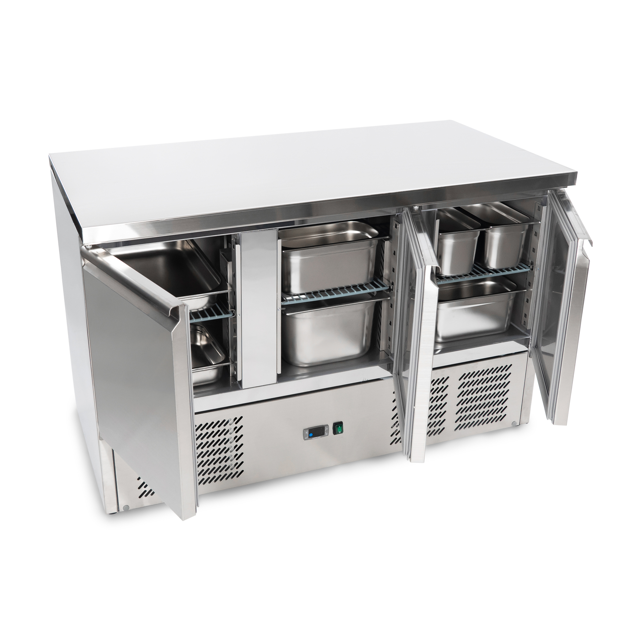 Kühlwerkbank 3-türig - Edelstahl - 137x70x(h)85 cm