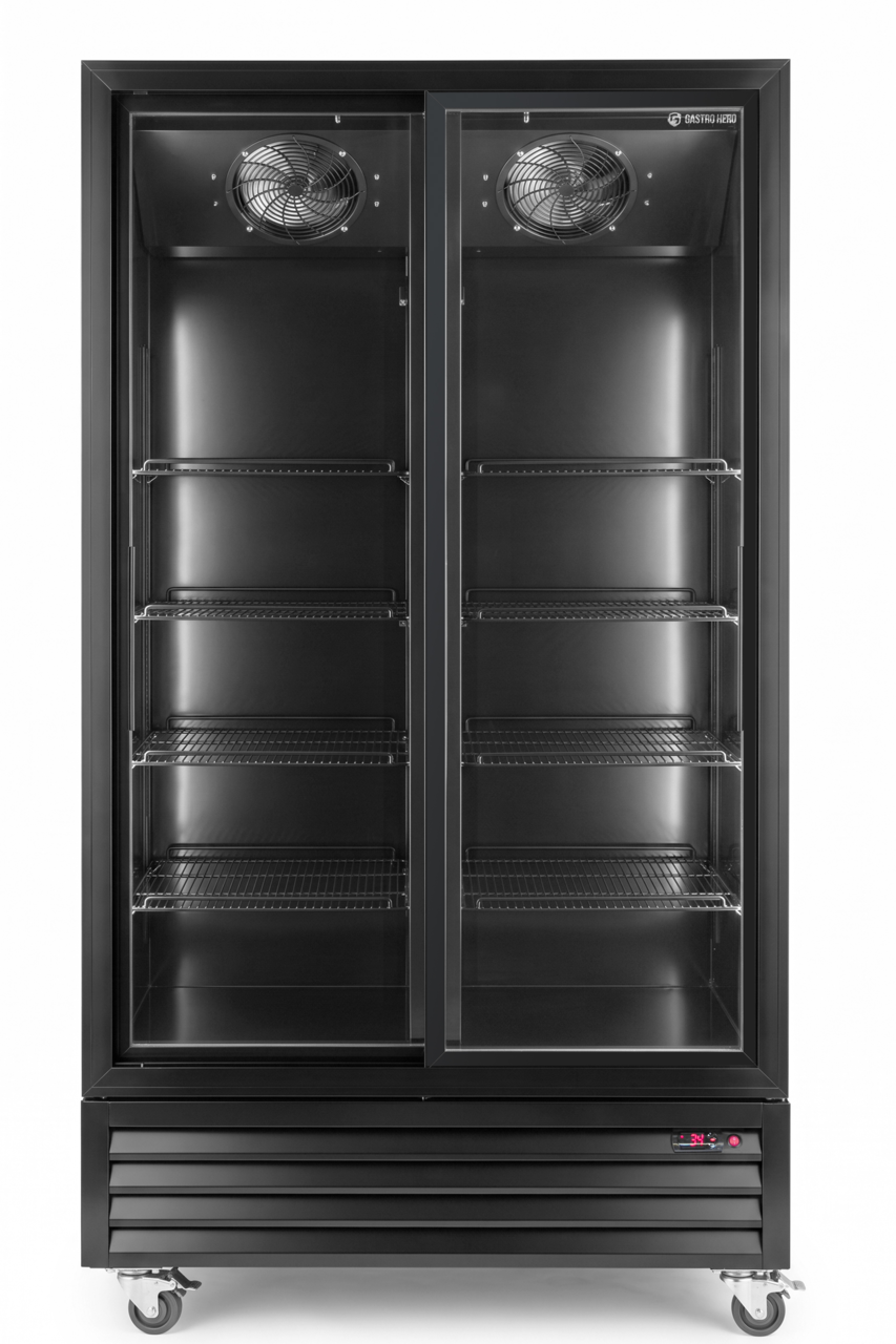 Drankenkoelkast ECO 1000 met schuifdeuren | 984 Liter | 0 tot +10 °C | Zwart | Afsluitbaar