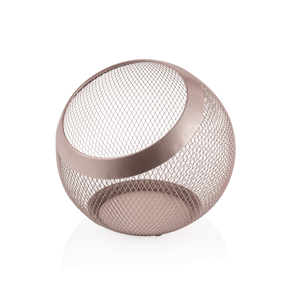Korb - Ø 24 cm - Höhe 24 cm - rosé gold pulverbeschichtet - Metall 
