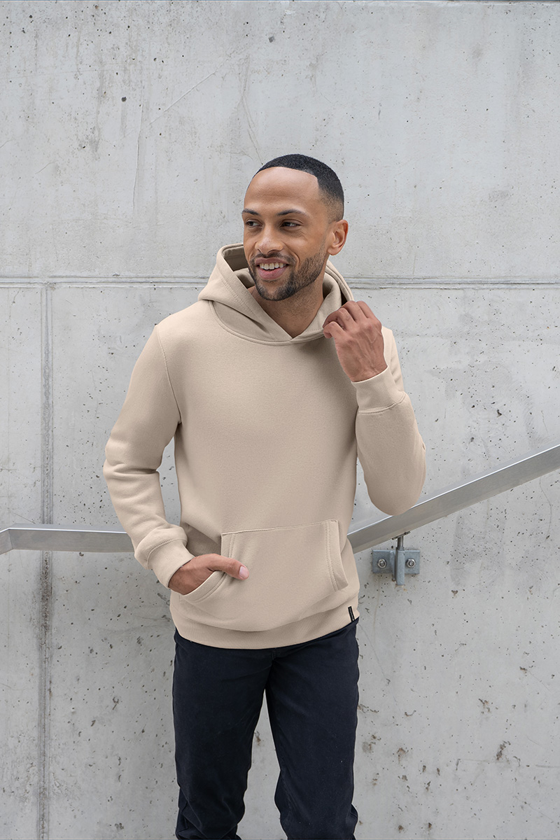 Herren Workwear Sweat Hoodie Soft-Face, aus nachhaltigem Material - Sand - L