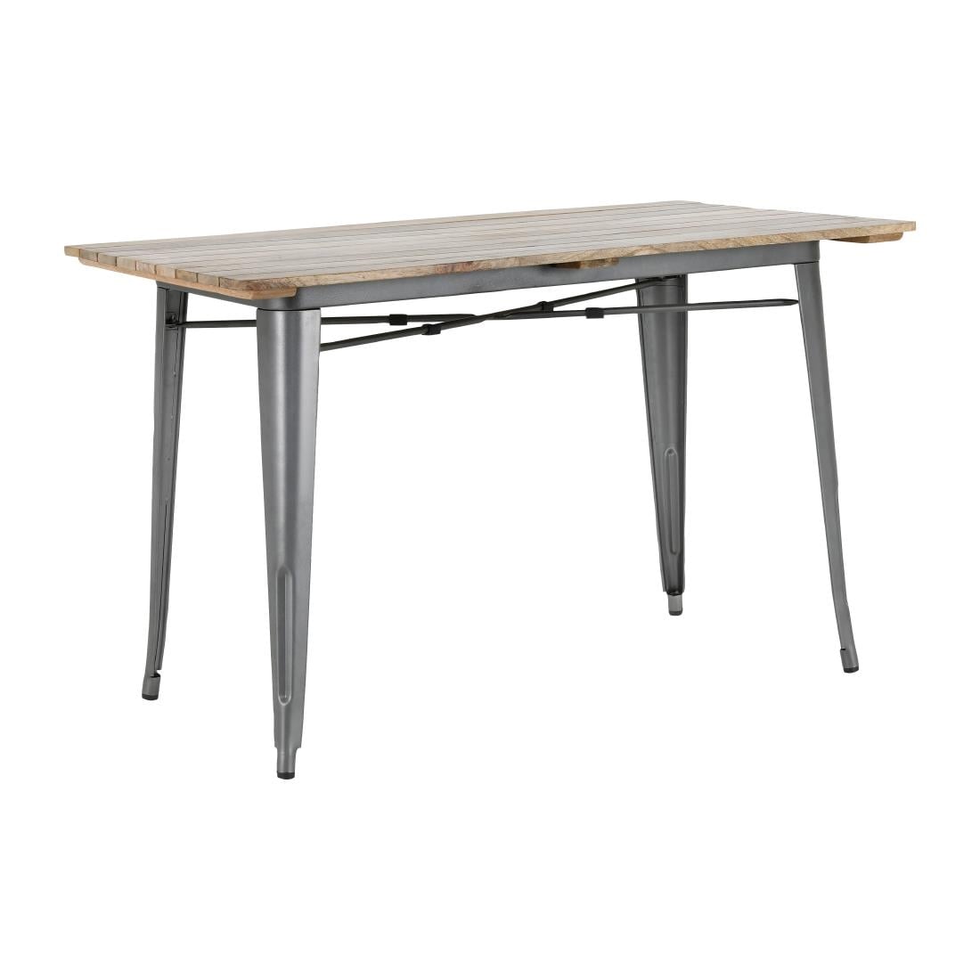 Bolero Bistro Esstisch Latten-Mangoholzplatte Gunmetal 1200mm