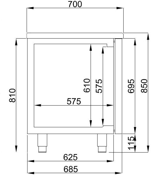Comptoir Réfrigéré - Pro Line - 2 Portes et 4 Tiroirs - 632 Litres - 2270x700x(H)850mm