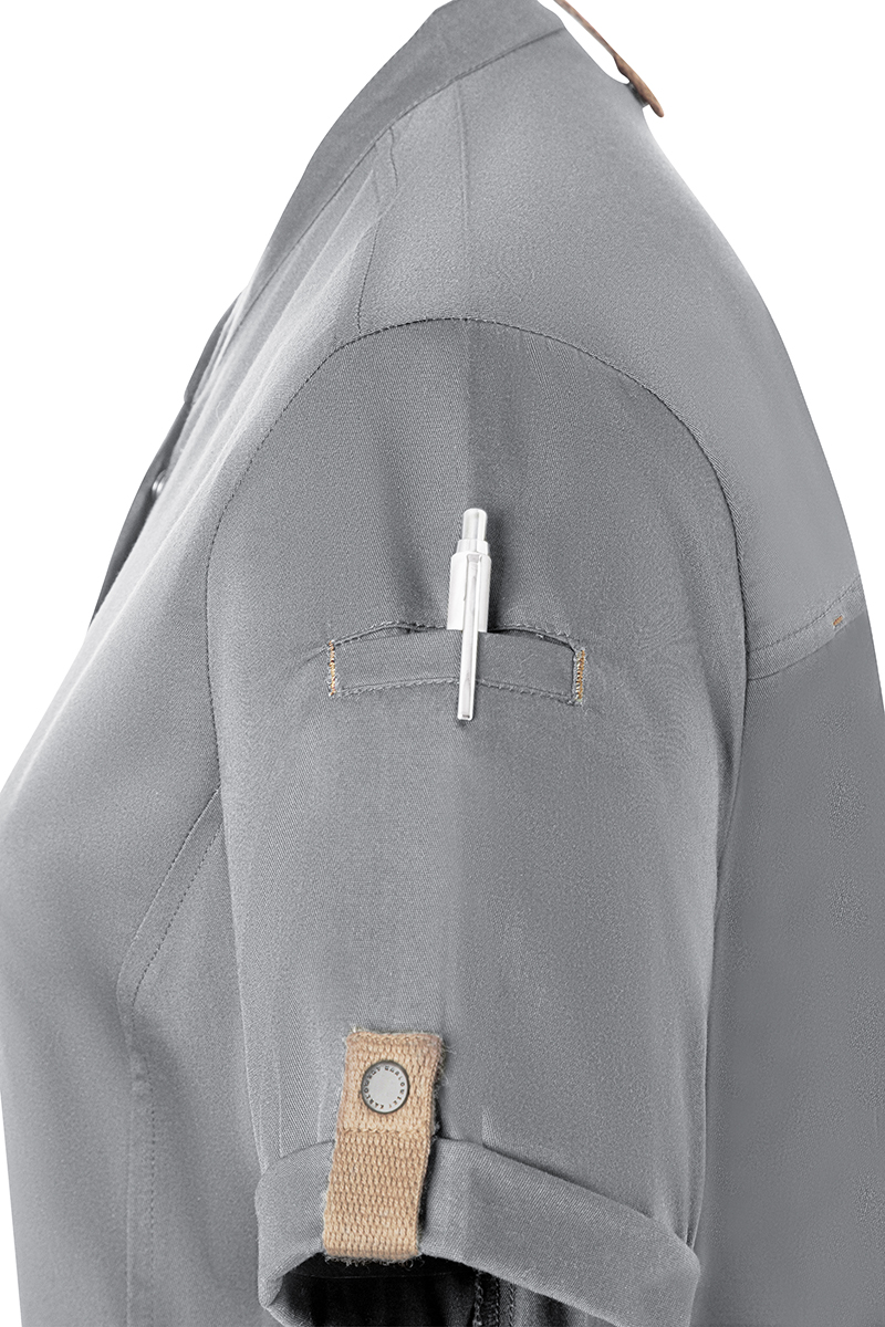Veste de cuisine pour femme á manches courtes Green-Generation, en matériau durable, - Gris Platine - 34