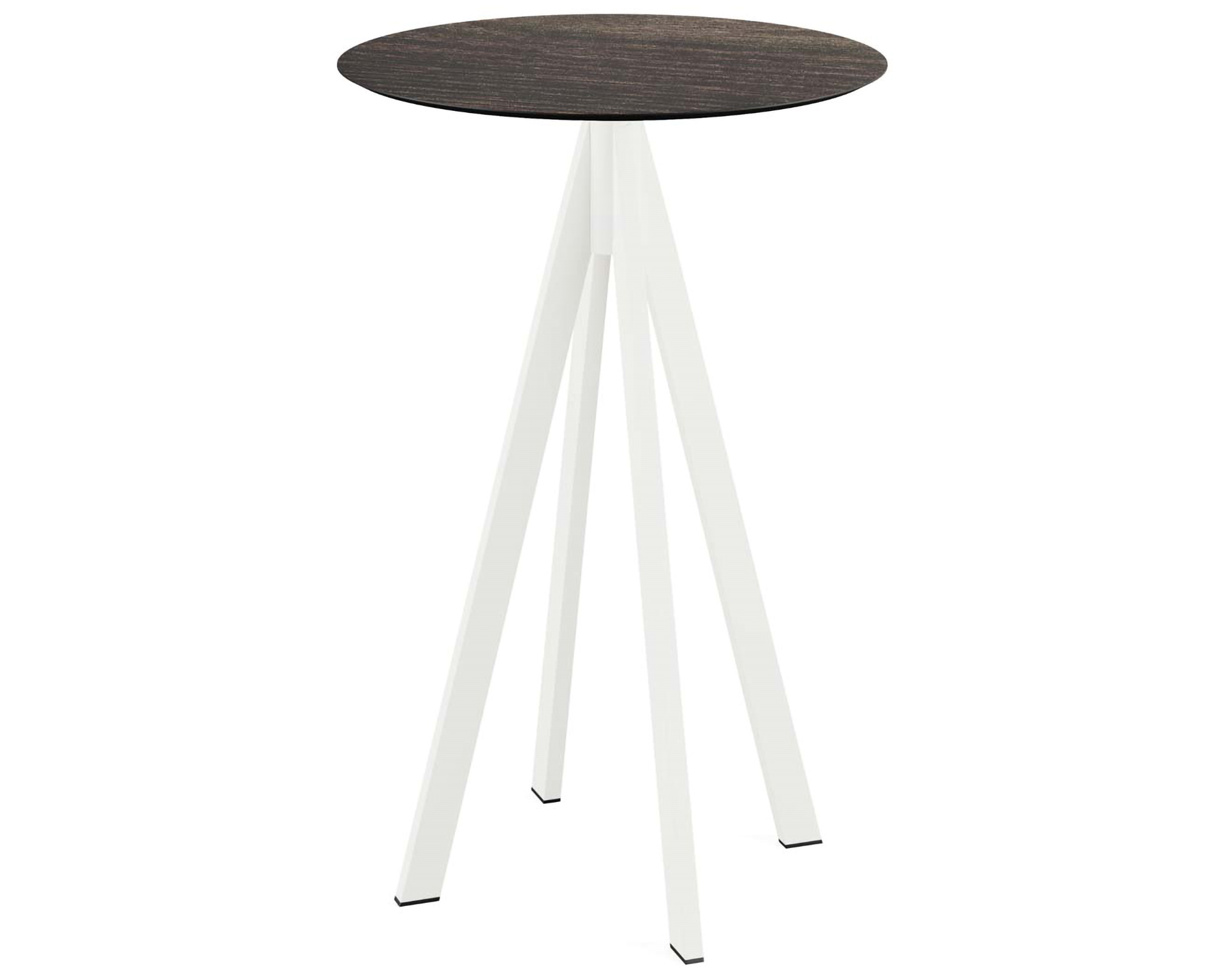 Table de bar Infinity piètement blanc + plateau HPL Riverwashed Wood Ø70cm