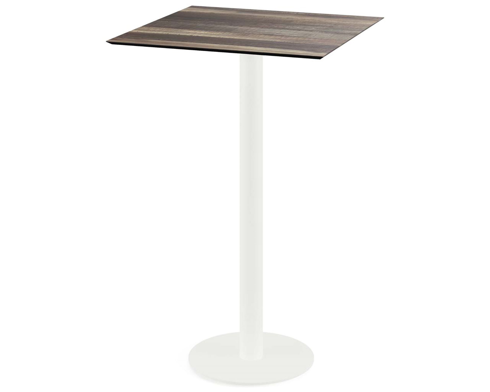 Table de bar Urban piètement blanc + plateau HPL Bois Tropical 70x70cm