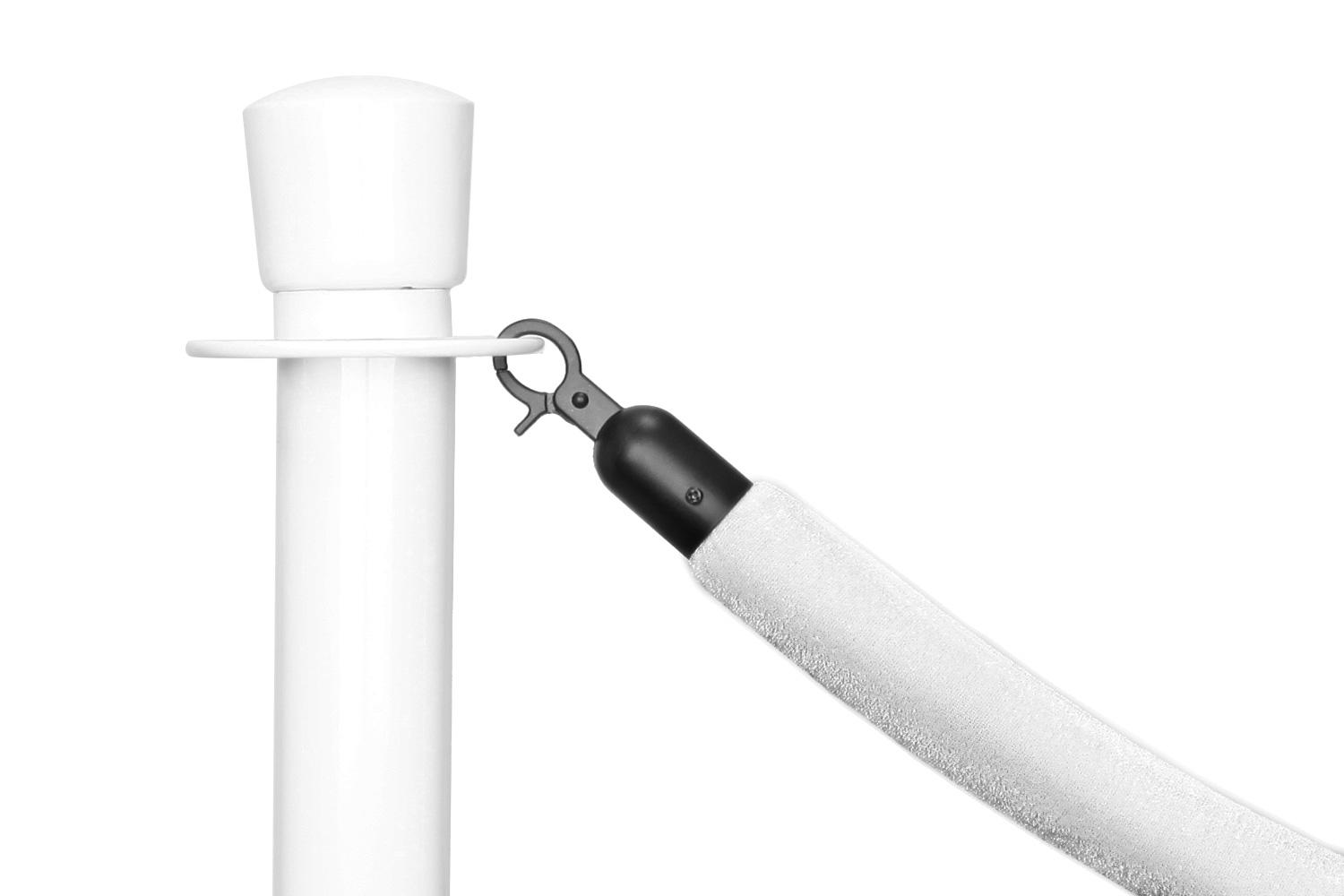 Cordon de barrière standard velours blanc - Longueur 150 cm - Noir