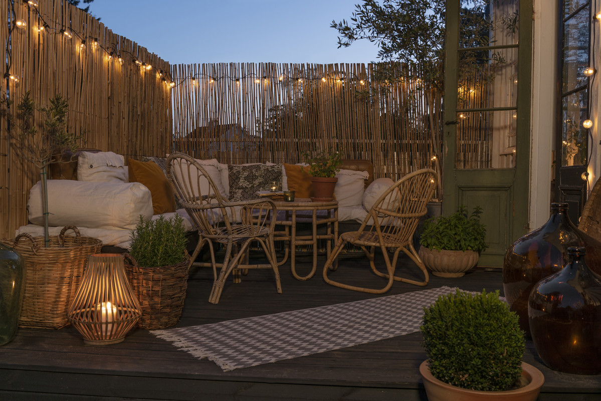 LED Biergartenkette - 20x rund Bernstein Lichtfarbe - Länge 4.75m