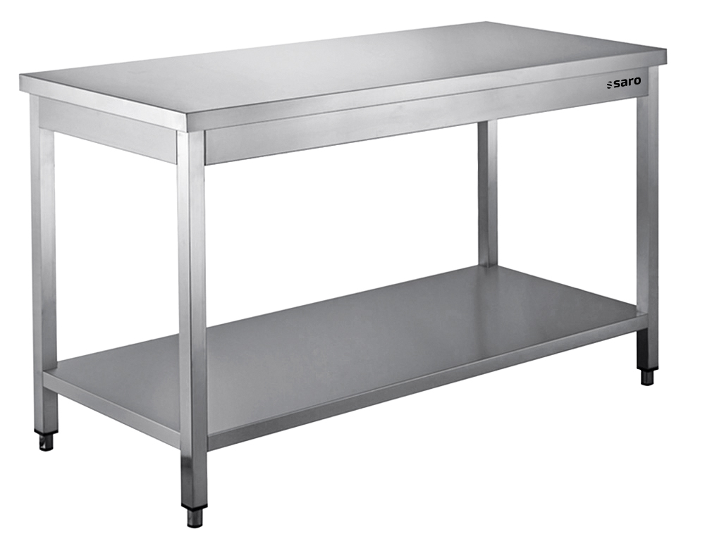 Table en acier inoxydable SARO démontable avec tablette inférieure - L 1600 x P 700 mm