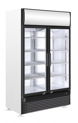Display Kühlschrank weiß | 2 Glastüren | 780 Liter | 1120x595x(h)2100mm | LED