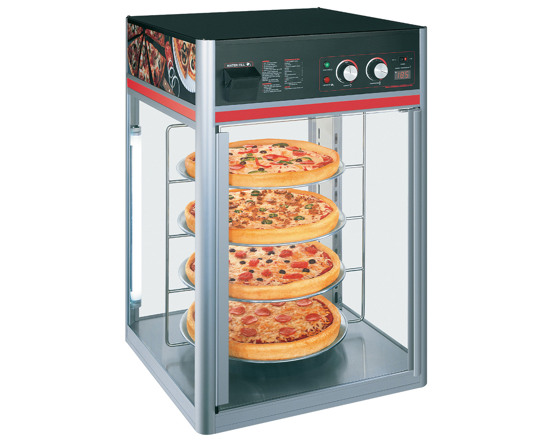 Warmhoudvitrine met 4 draaiende roosters