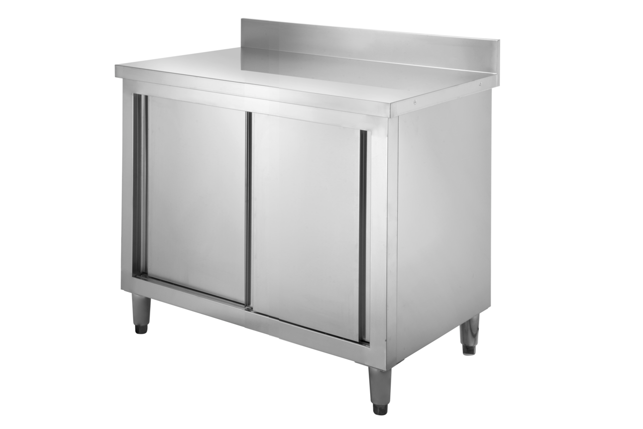Armoire de travail en inox Basic 100x70 avec dosseret 100 mm
