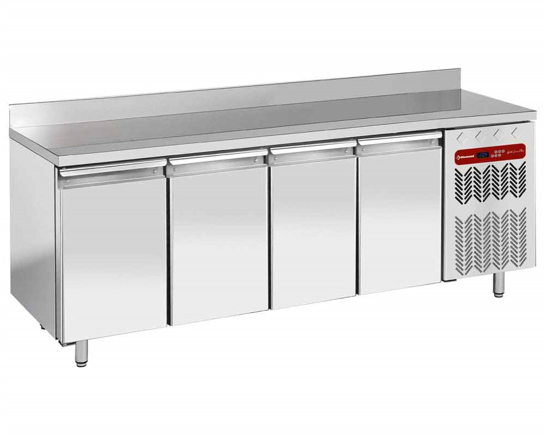 Etabli réfrigéré 4 portes 1/1GN - Avec rebord anti-éclaboussures