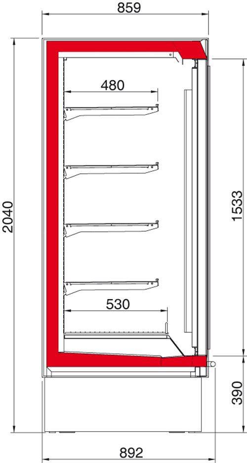 Wand-Tiefkühlregal | Klapptüre aus Glas | Steckerfertig | Erhältlich in 2 Größen