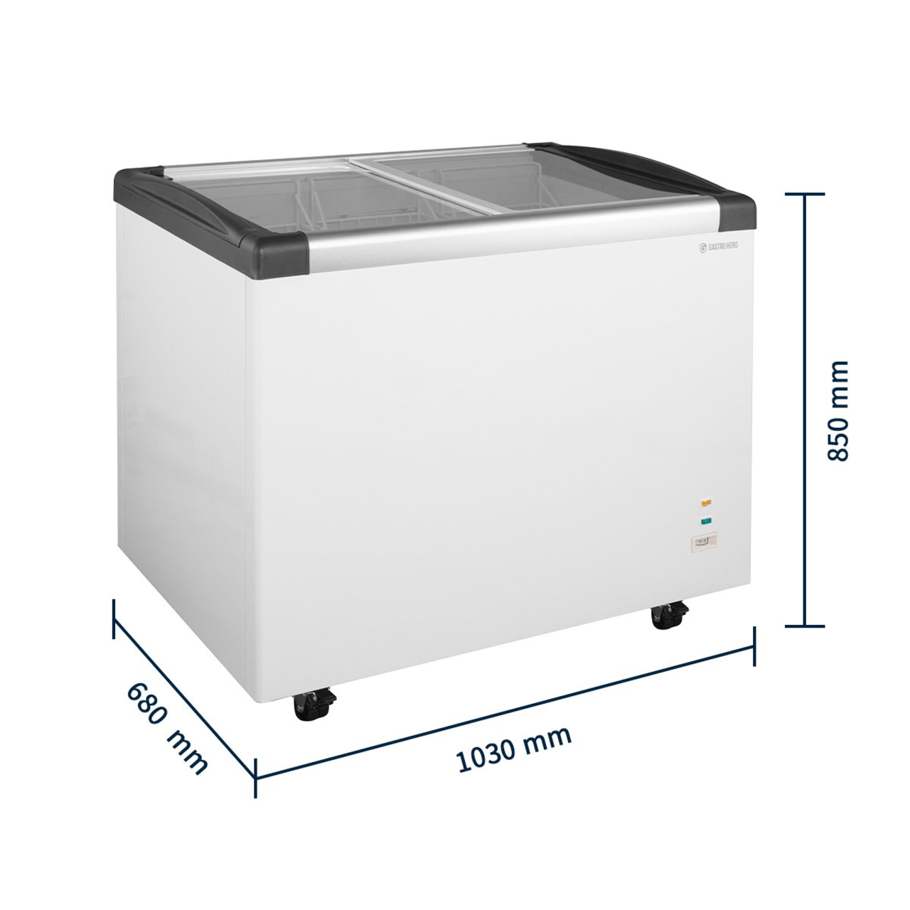 Tiefkühltruhe ECO 350 mit Glasschiebedeckel, 4 Rollen