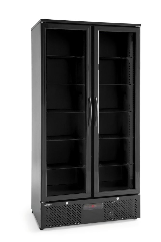 Backbar koelkast met dubbele deur - 384L - Zwart - 220-240V/365W - 900x530x(H)1820mm