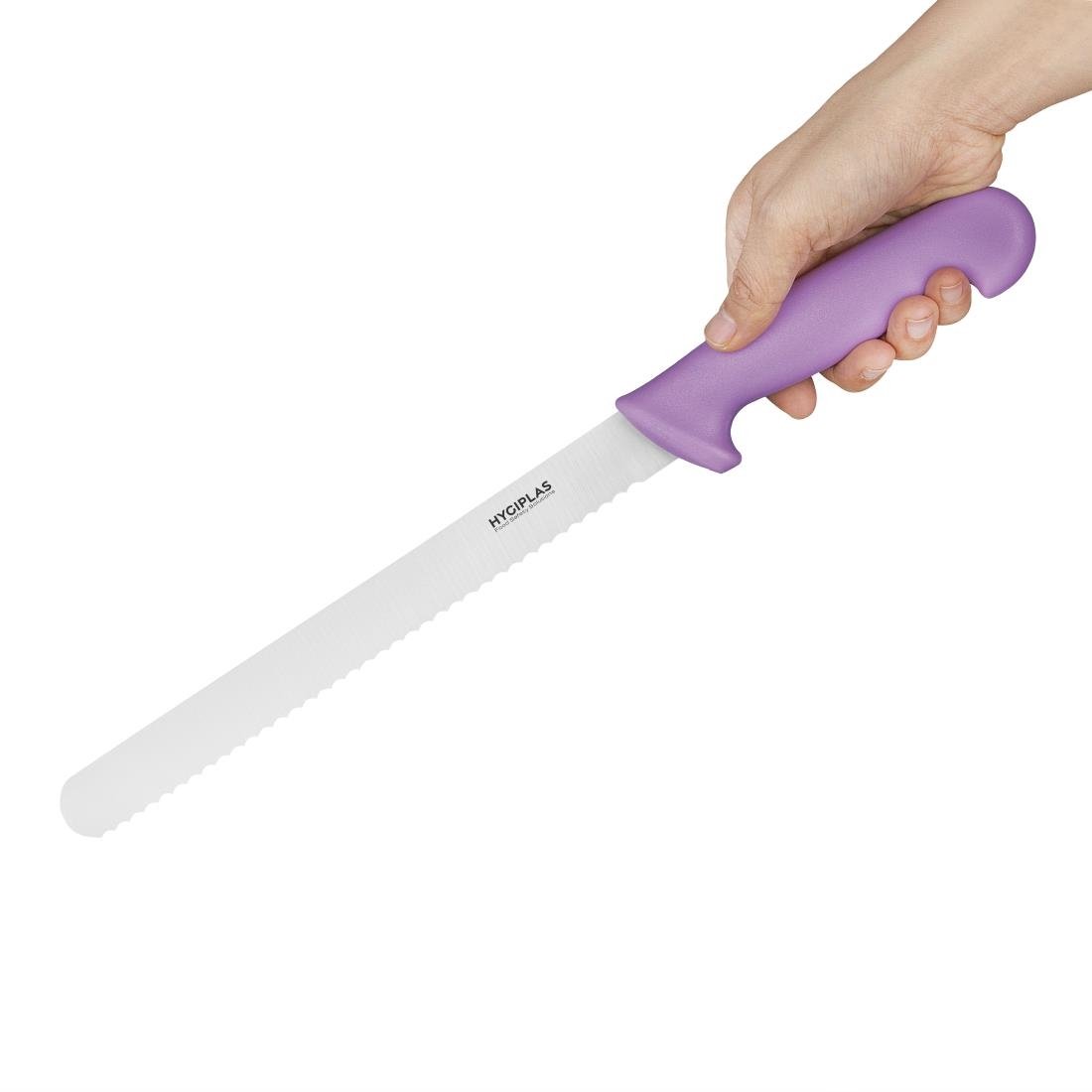 Couteau à génoise dentelé Hygiplas violet 254mm