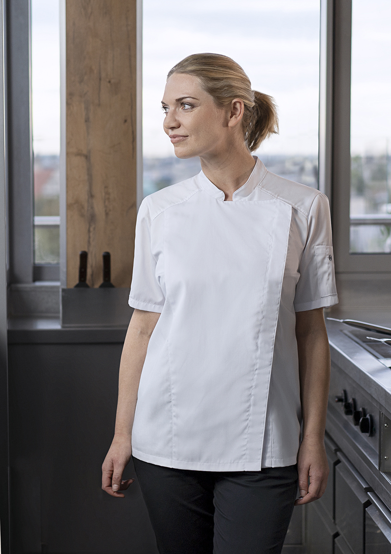 Koksbuis Met Korte Mouwen Voor Dames, Moderne Look - Wit - 48