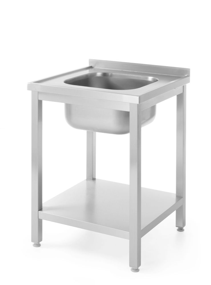 Table d’évier avec étagère – vissée - profondeur 600 mm - Profi Line - Centré - 600x600x(H)850mm