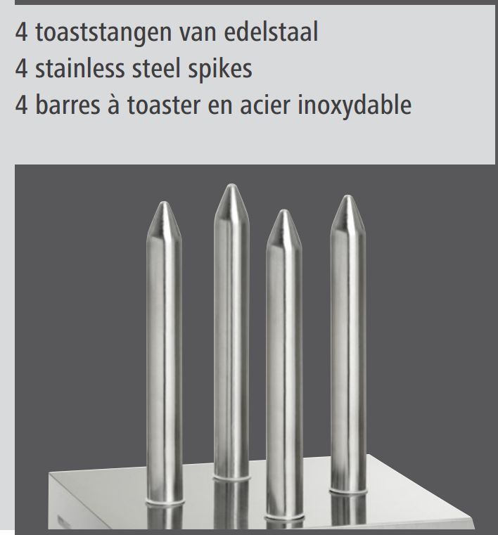Hot-Dog-Spießtoaster | 4 Toaststangen | 240x280x(h)310mm