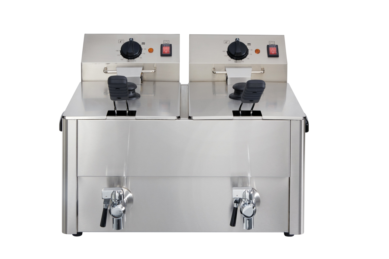 Elektrische dubbele friteuse ECO 10+10 liter met aftapkraan