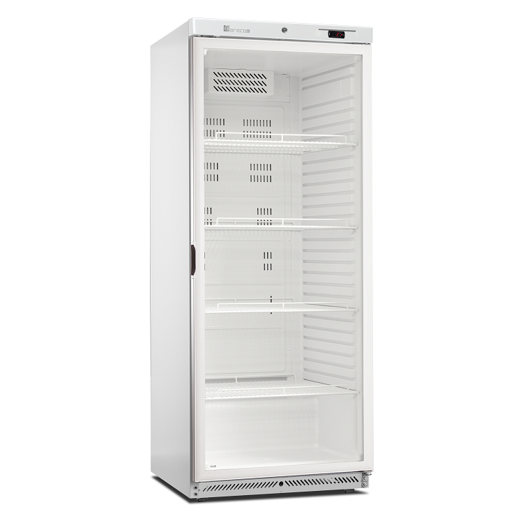 Marecos weißer Kühlschrank mit Glastür GN2/1 Serie 600 - Statisch gekühlt mit Ventilator