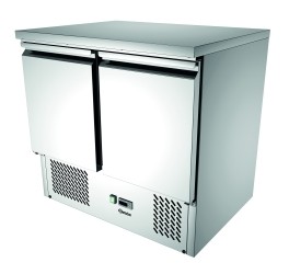 Comptoir Réfrigéré Mini Inox - 2 Portes - Froid Ventilé - 260 Litres - 900(L)x700(P)x870(h)mm