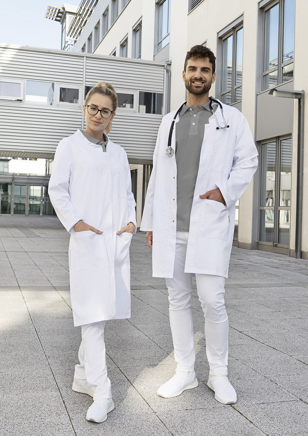 Blouse médicale et de laboratoire Modern-Shape pour homme avec col montant - Blanc - 44