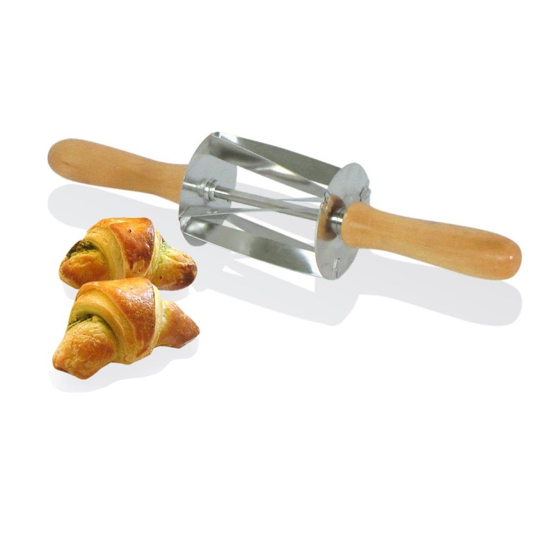 Gobel Edelstahl Mini Croissant Roller Schneider mit Holzgriff 345x75x75mm