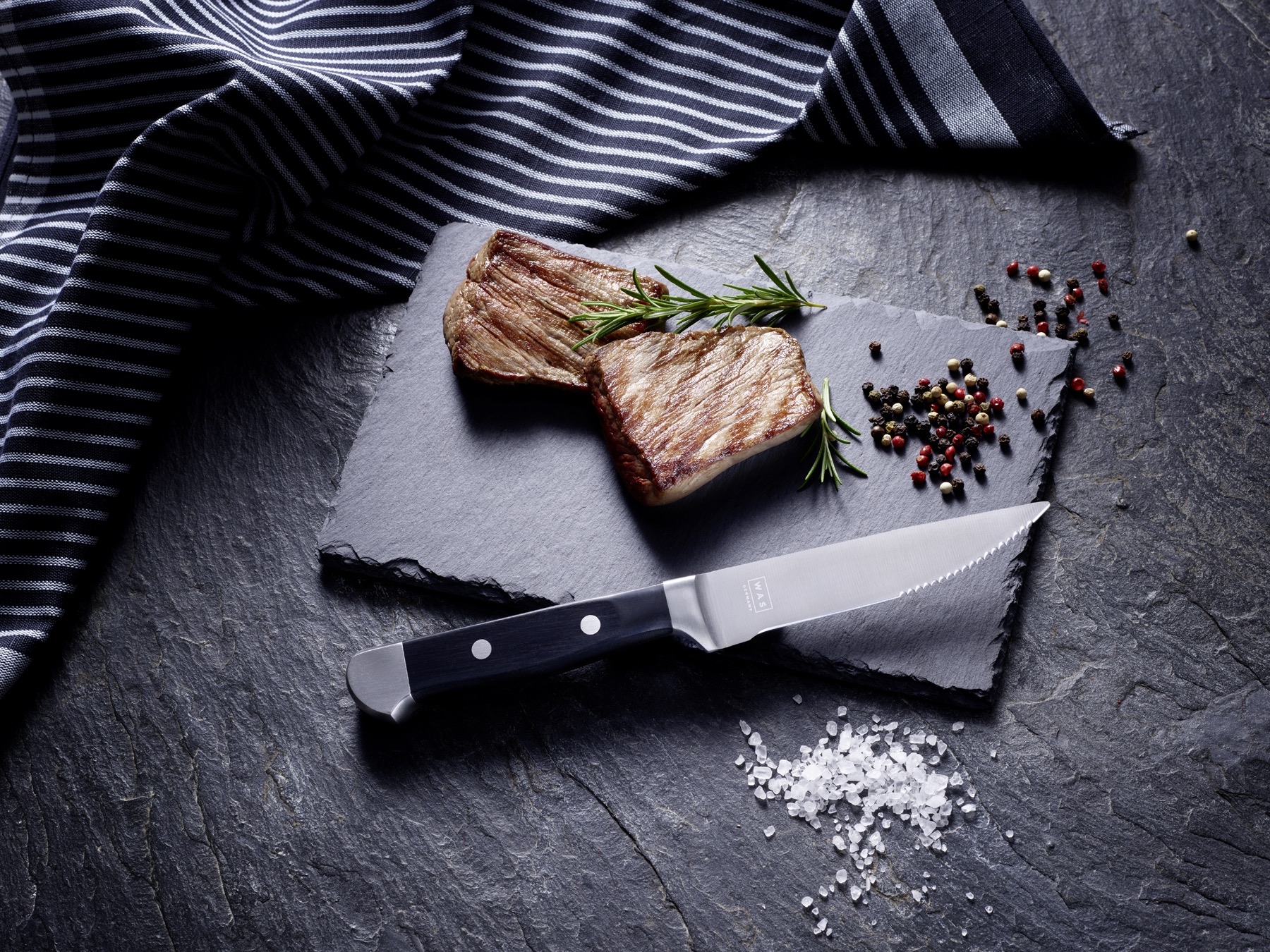 Steakmessenset, met POM kunststofgreep, 25,5 cm, set van 6 stuks, polyoxymethyleen, roestvrij staal 13/0