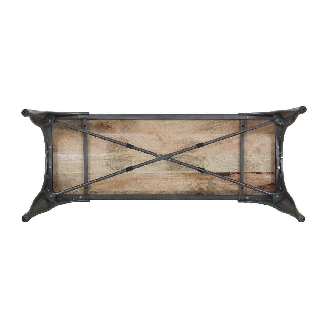 Banc d'intérieur avec assise en bois de manguier et cadre gris acier Bolero Bistro 1000 mm (lot de 2)