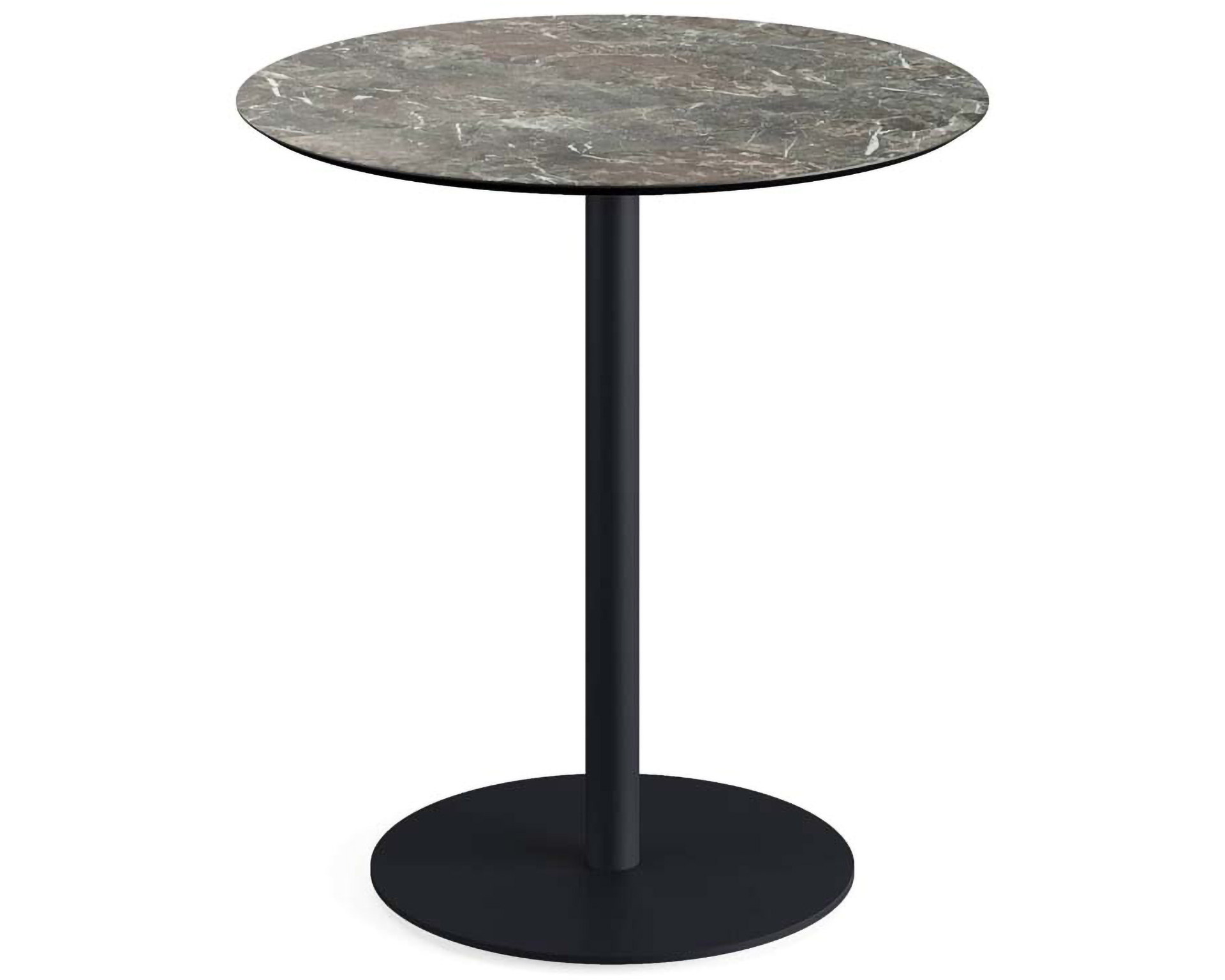 Urban terrastafel zwart frame + Galaxy Marble HPL tafelblad Ø70cm