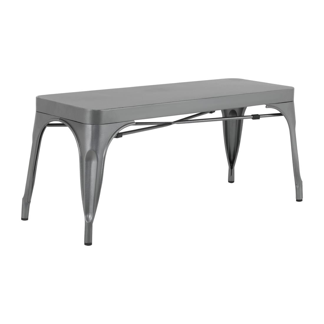 Bancs en métal gris acier Bolero Bistro 1000 mm (lot de 2)